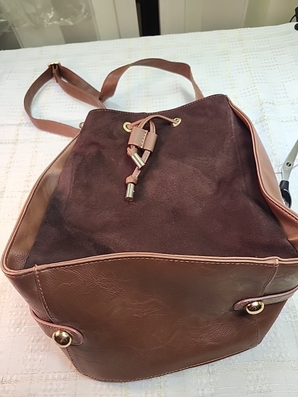 RAMPAIGE TOTEBAG Classic Brown Suede & Leather Drawstring Shoulder Bag